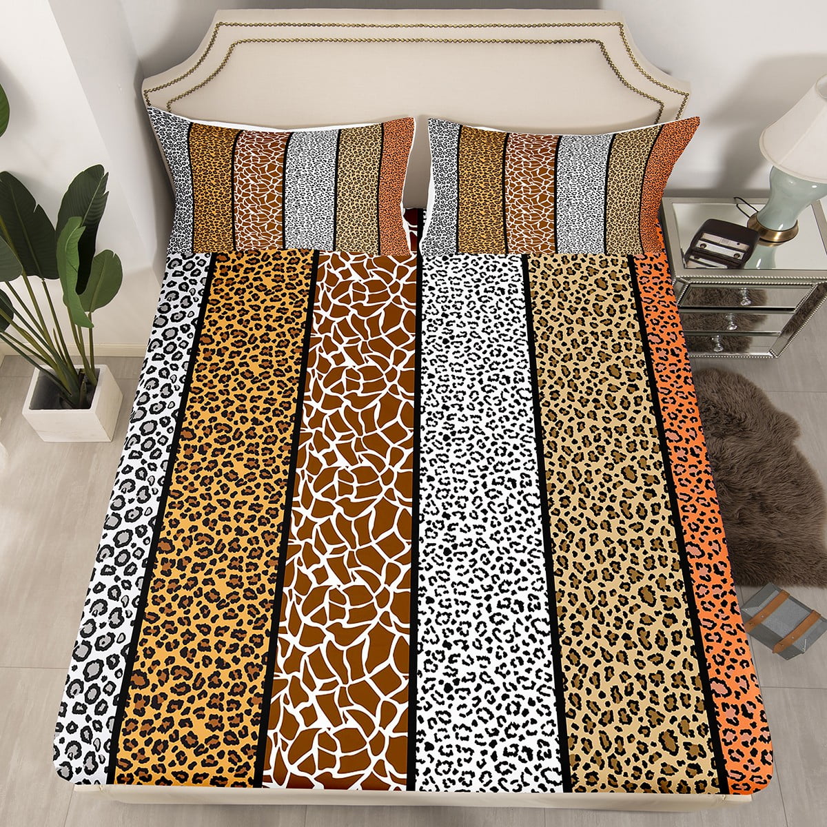 YST Leopard Print Bed Sheets Full,Cheetah Print Sheets Western Animals