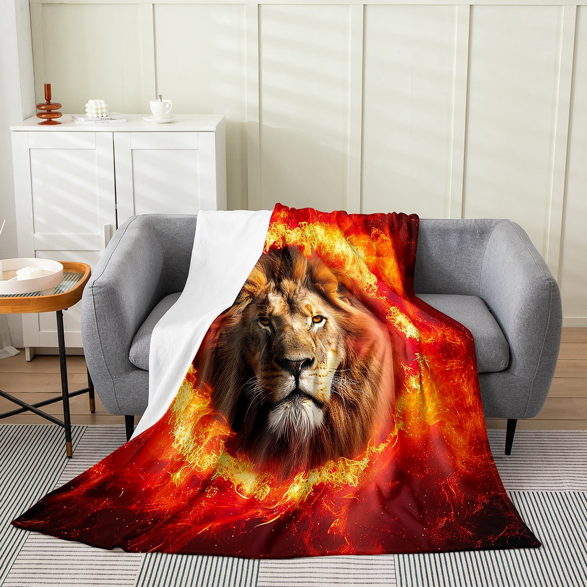 YST Lion Blanket for Man Woman,Wild Animal Throw Blanket Throw 50x60
