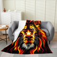 thumbnail image 1 of Lion Blanket,Safair Print Fuzzy Blanket,Red Yellow White Throw Blanket for Bedroom Living Room,Wild Animal Pattern Fleece Blanket Queen 90x90,Soft Lightweight, 1 of 5