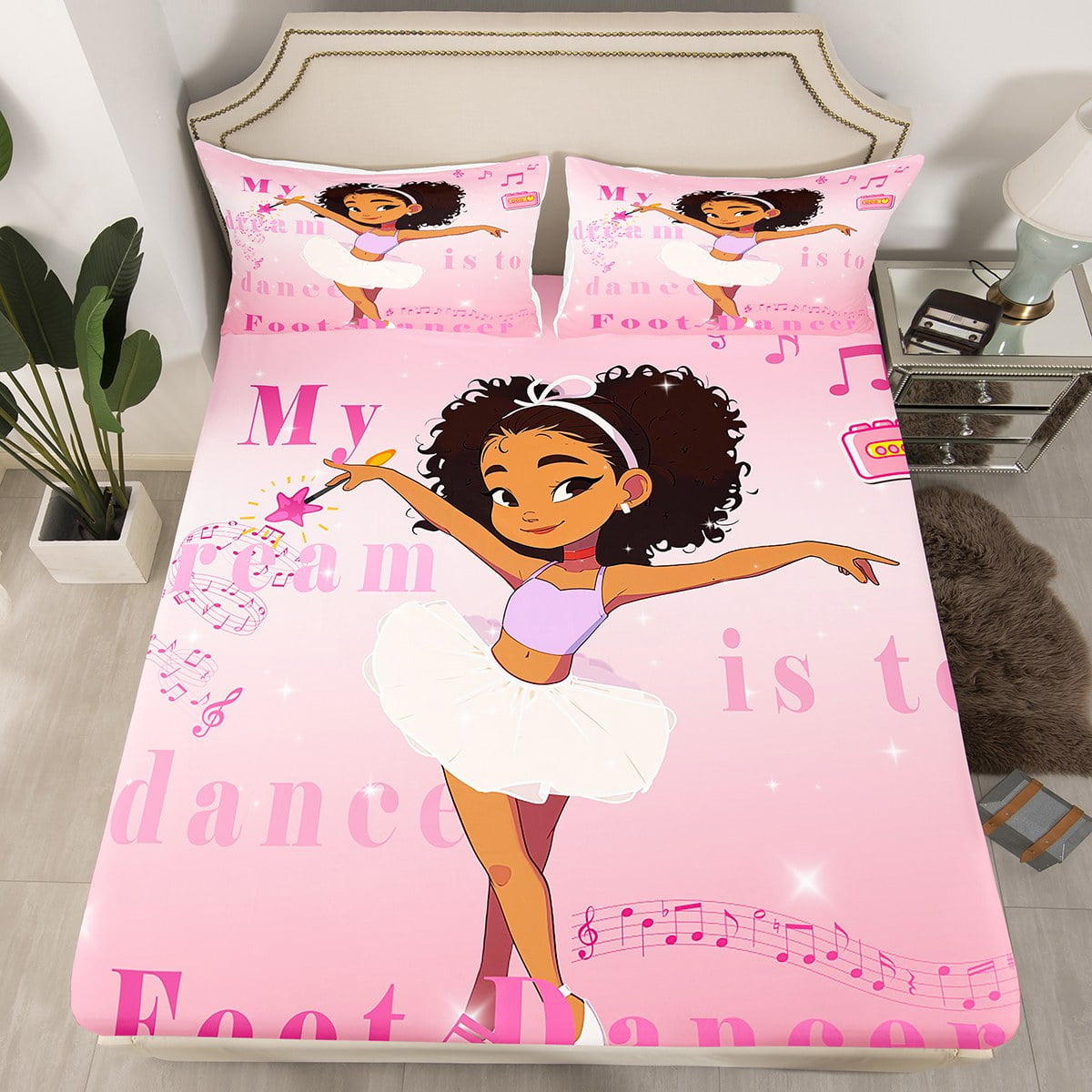 YST Little Girl Queen Fitted Sheet Cute Unicorn Sheets for Kids Toddler