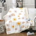 thumbnail image 1 of Rainbow Fleece Blanket Queen Size, Cartoon Sun Throw Blanket Boho Rainbow Line Sherpa Blanket ,Iridescent Hand Drawn Plush Bed Blanket,Rainbow Decor Bedroom, 1 of 6
