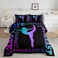 thumbnail image 1 of Love Gymnastics Comforter Set Floor Exercises Ballet Comforter Decorative Athletics Bedding Set Neon Blue Purple Duvet Set Full Size Quilt Set, 1 of 6