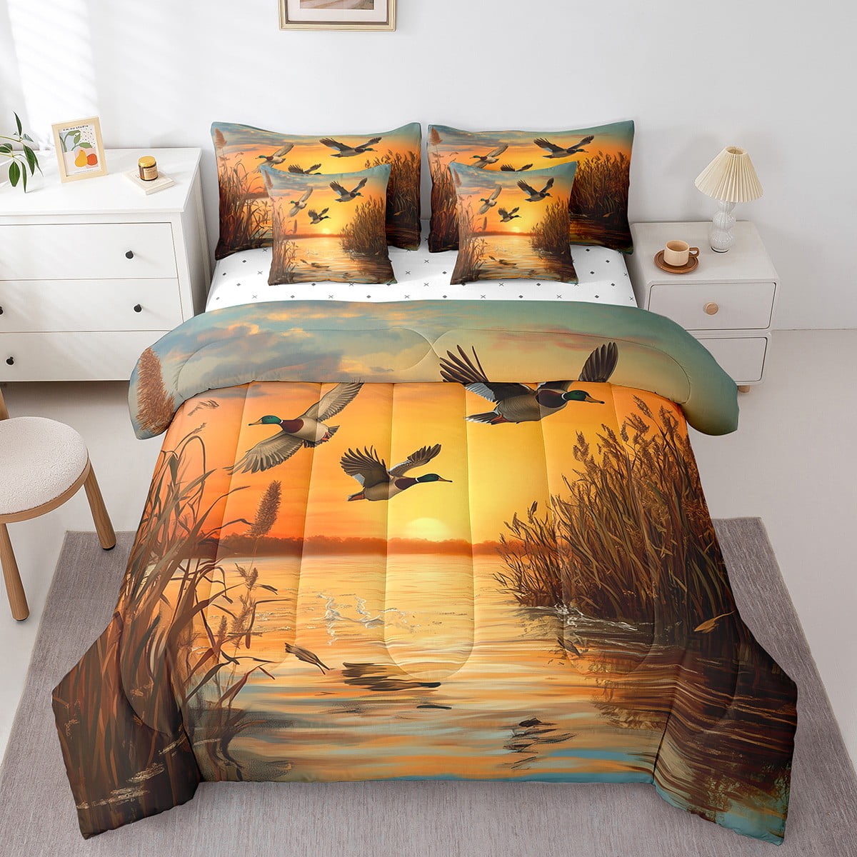 Vintage Mallard Ducks Nursing Pillow Cover - Soft Stretchy Slipcover For Breastfeeding Pillows, Baby Boy Or Girl