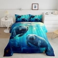 thumbnail image 1 of Erosebridal Manatee King Size Comforter Set for Manatee Lovers,3D Manatee Bedding Set,Sea Animal Duvet Insert,Underwater Marine Life Down Comforter Manatee Gifts,Blue 3 Piece, 1 of 5