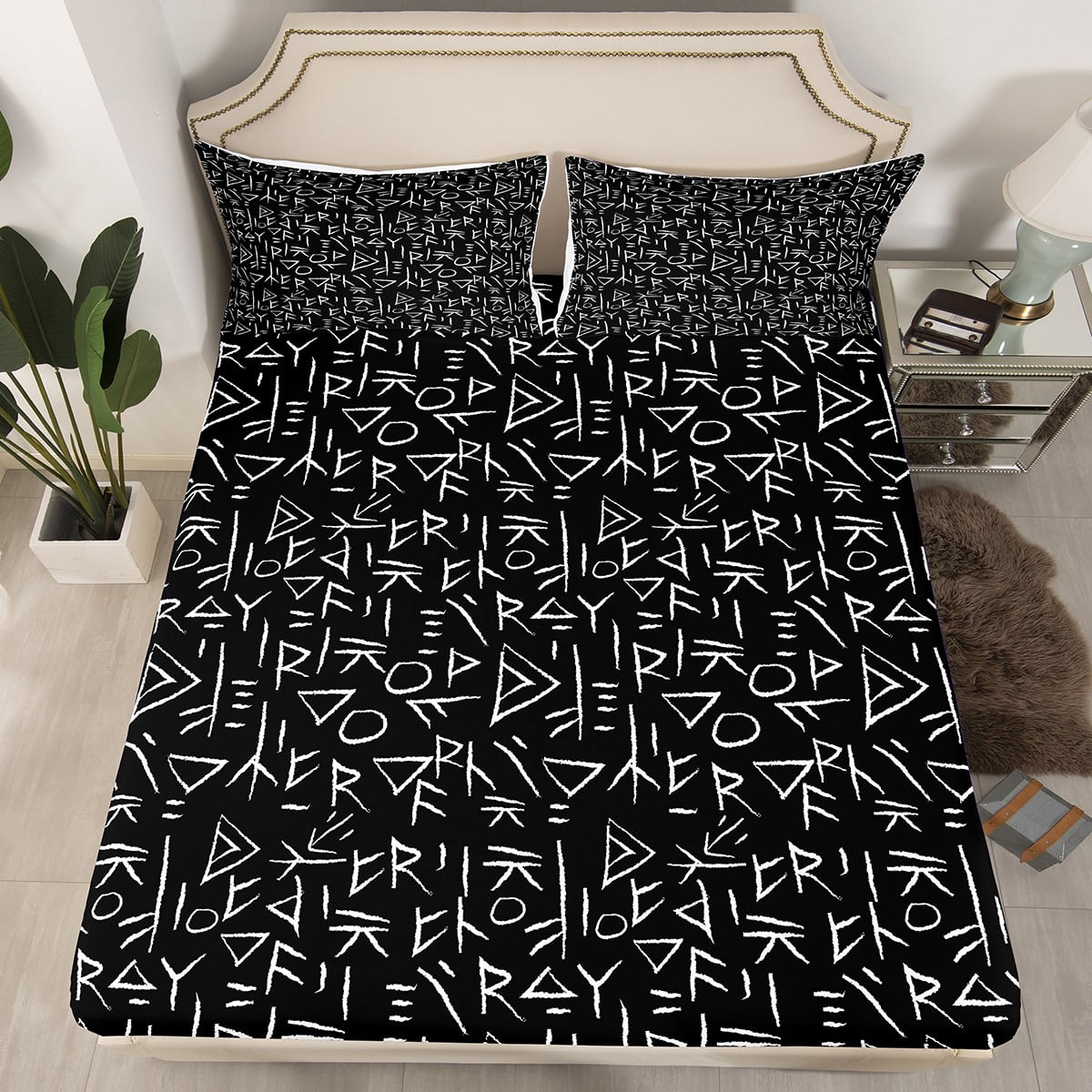 YST Math Theme Fitted Sheet Twin,Math Geometry Bedding Set,Blackboard Math Equation Sheets