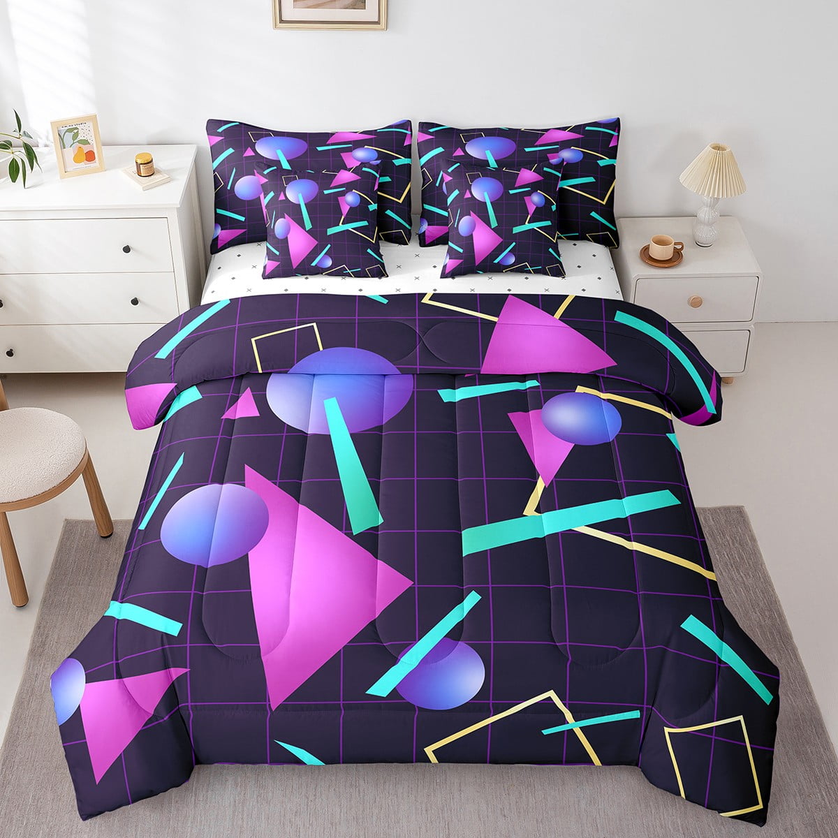 YST Memphis 80S 90S Comforter Set 7Pcs Twin Size for Women 