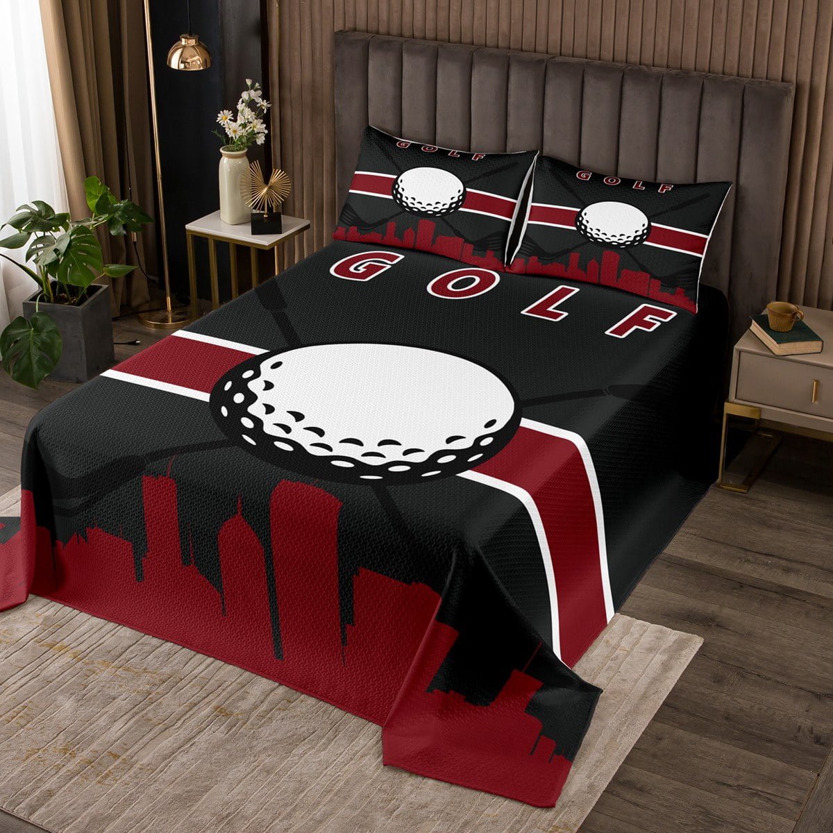 YST Men Gaming Bedspread King Size for Boys Bedroom Golf Printed Quilt