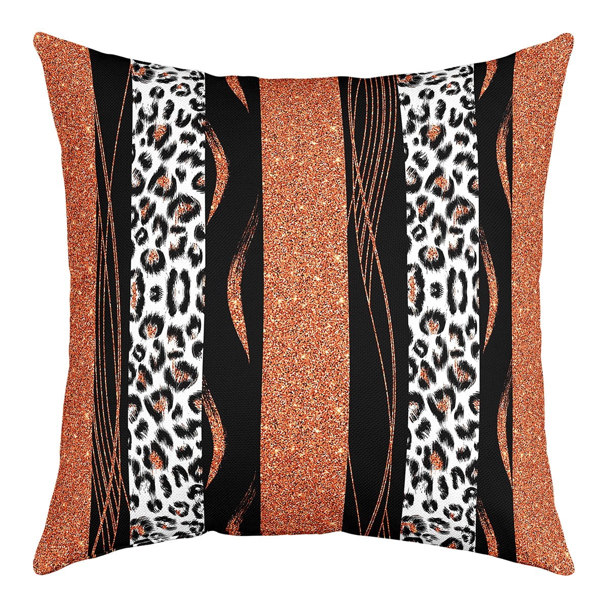 YST Men Leopard Print Cushion Cover 16x16 inch,Orange Sequins Sparkling