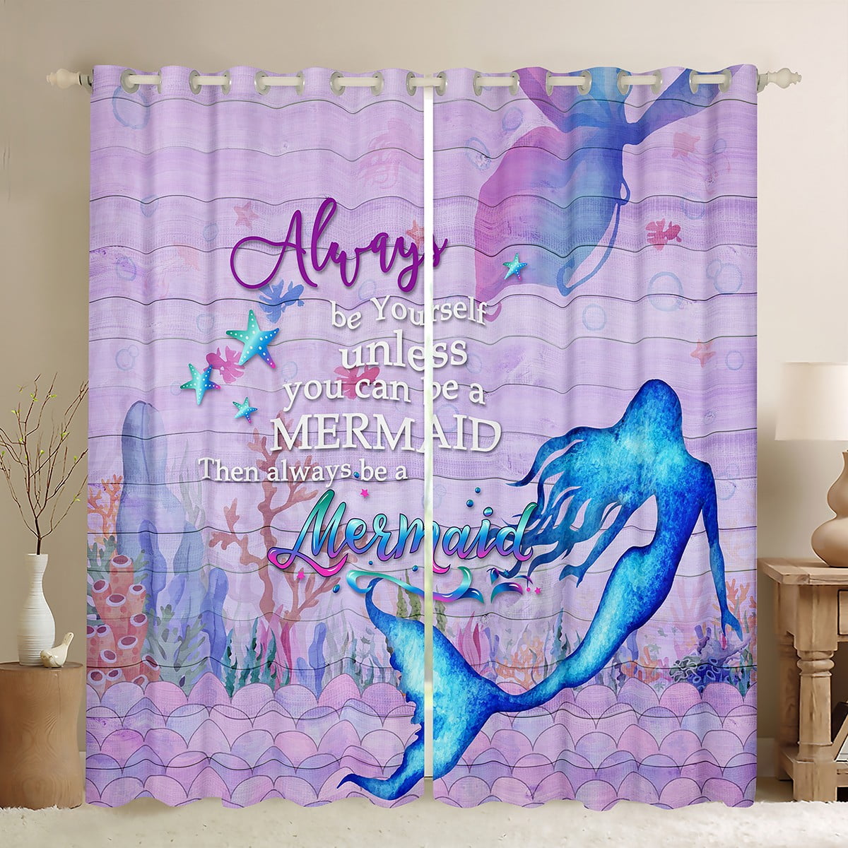 Feelyou Lobster Print Curtains 2 Panels - 38x54 Inch Ocean Theme - 30-50% Blackout - Grommet Top