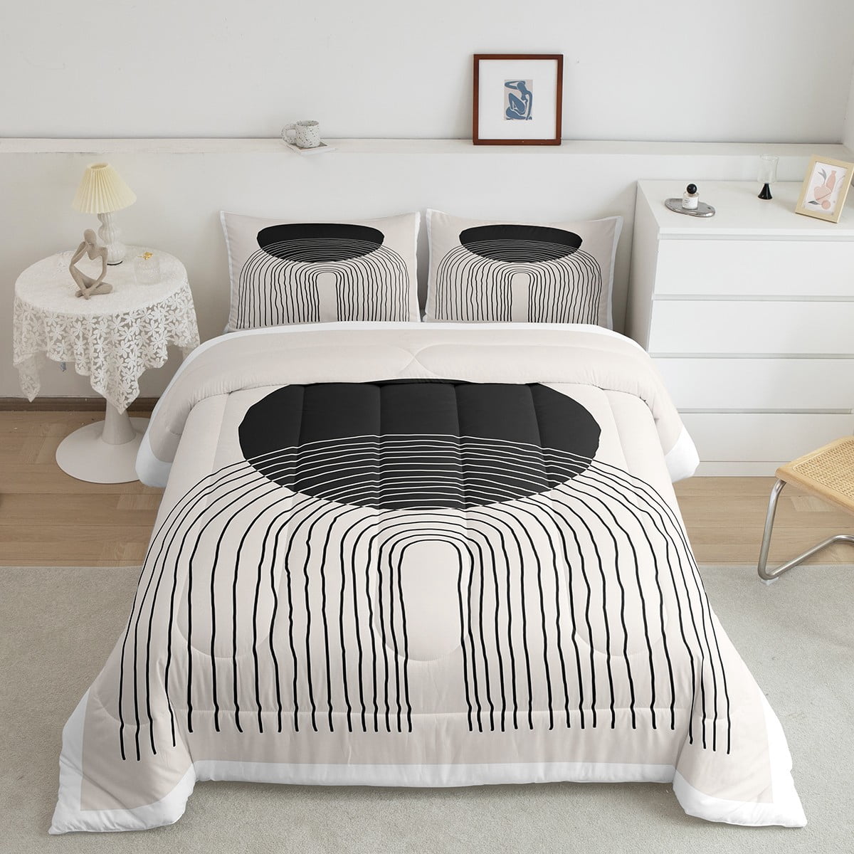 YST Mid Century Abstract Bedding King Grey Black Comforter Set ...