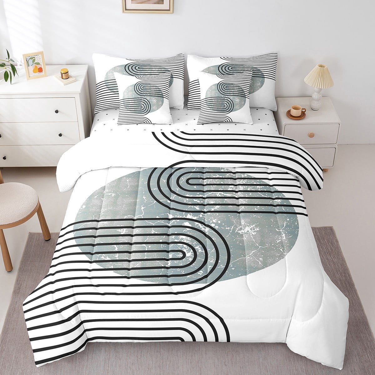 Yst Mid Century Full Comforter Set 7 Piece Modern Minimalism Photo Inspiration