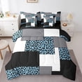 thumbnail image 1 of Mid Century Modern King 7 Pcs Comforter Set,Geometric Striped Bed in A Bag,Black White Blue Bedding Sets,Abstract Cheetah Reversible Bed Sets with Sheet Set Microfiber, 1 of 5