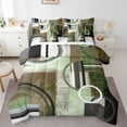 YST Mint Green Brown Gray Bedding Set,Geometry Circles Comforter Set