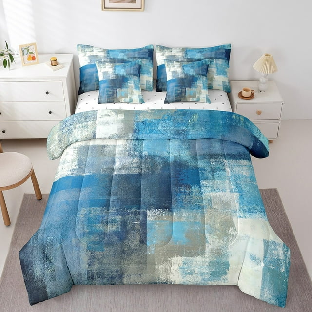 YST Modern 7 Pcs Comforter Set Twin,Mid Century Ombre Bed in a Bag for