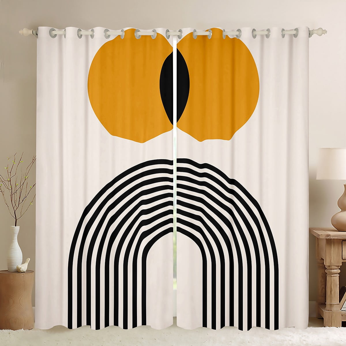 YST Modern Abstract Curtains Aesthetic Curtains & Drapes, Mid Century ...