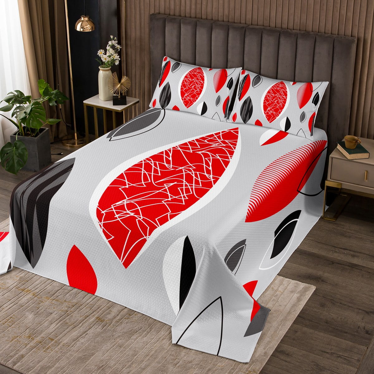 YST Modern Geometry Bedspread Set Atomic Vintage Mid Century Quilt Set For Men Women, Boho