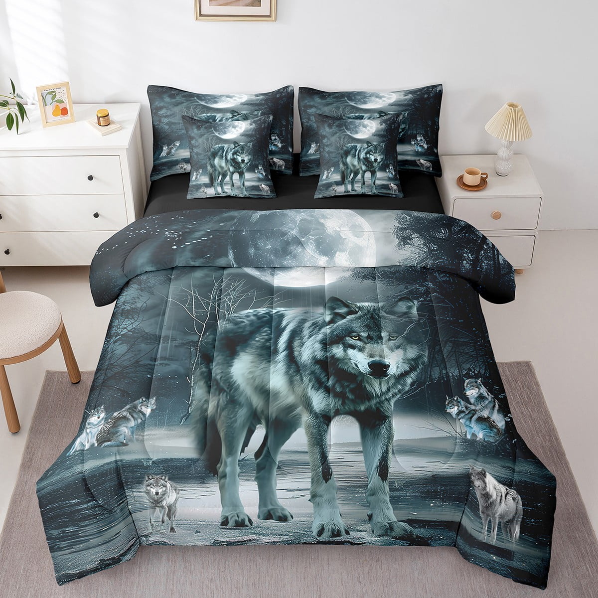 yst-moon-wolf-bedding-king-size-7pcs-for-kids-boys-woodland-animal
