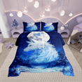thumbnail image 1 of Erosebridal Moon Wolf Comforter Set Animal Wolves Printed Bedding Comforters & Sets Queen, Wild forest Wolf Theme Bedding Galaxy Series Blue Print Quilt Bedroom Decor, 1 of 6