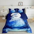 thumbnail image 1 of Erosebridal Moon Wolf Comforter Set Animal Wolves Printed Bedding Comforters & Sets Twin, Wild forest Wolf Theme Bedding Galaxy Series Blue Print Quilt Bedroom Decor, 1 of 6