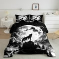 thumbnail image 1 of Erosebridal Moon Wolf Comforter Set Twin Size,Black and White Wolf Bedding Set Gothic Home Decor,Wild Safari Animals Bedding Comforter Sets Mountain Wolf Quilt Bed Set 2Pcs, 1 of 5