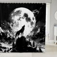 thumbnail image 1 of Moon Wolf Shower Curtain Set,Black and White Wolf Bathroom Accessories Gothic Home Decor,Wild Safari Animals Fabric Shower Curtain Mountain Wolf Bathroom Curtain, 1 of 5