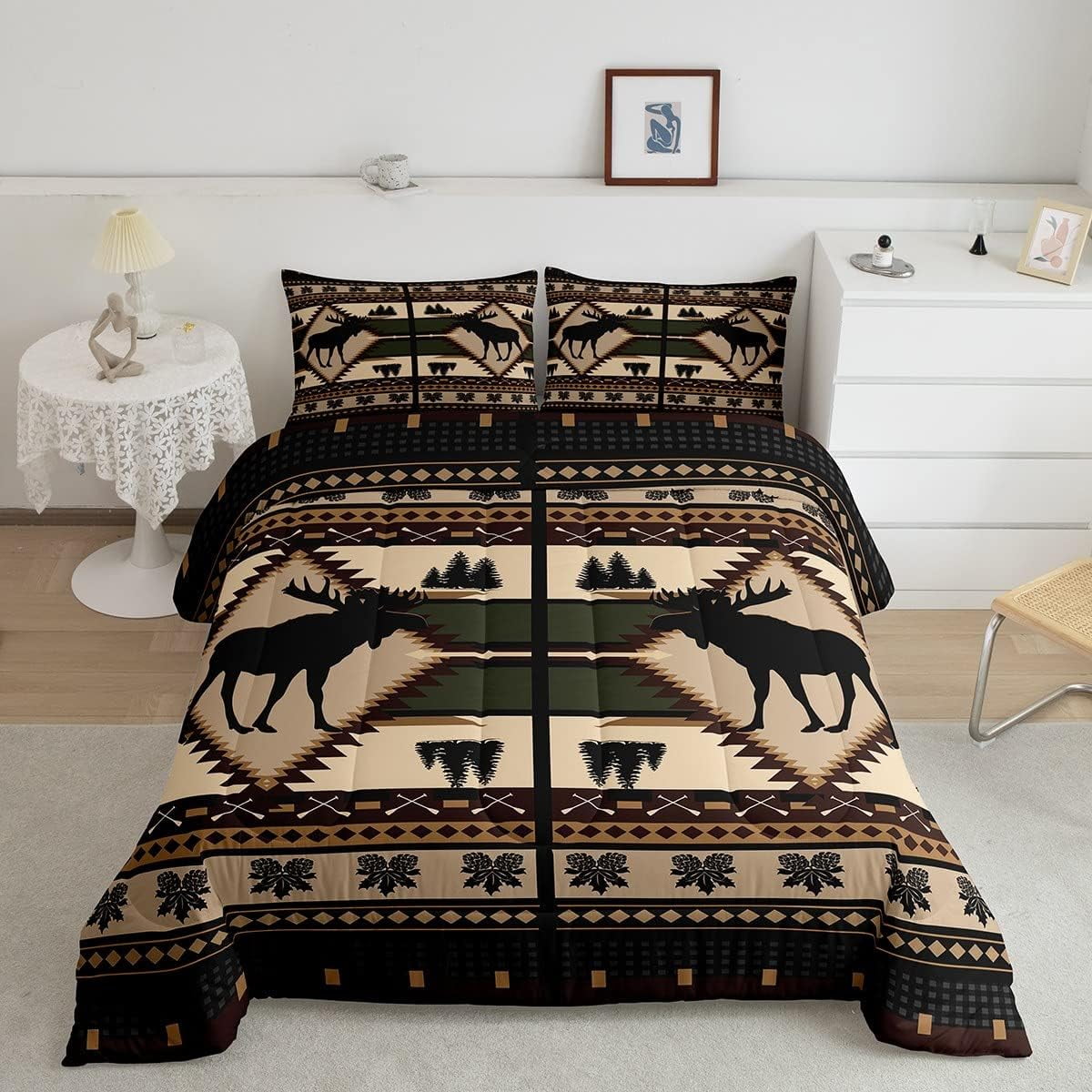 YST Moose Comforter Set for Kids Boys Girls Rustic Hunting Animal