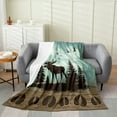 thumbnail image 1 of Moose Throw Blanket Queen Inch Rustic Pine Trees Blanket ,Woodland Animals Fleece Blanket Retro Brown Lodge Cabin Wildlife Reindeer Elk Deer Paw Print Farmhouse Decor, 1 of 4