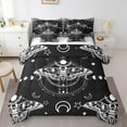 thumbnail image 1 of Moth Print 7 Pcs Comforter Set Halloween Skull Bed In A Bag Sheet Set Moon Galaxy Starry Sky Bedding Set Teens Adults Boho Exotic Quilt Set Queen Size,Black White, 1 of 5