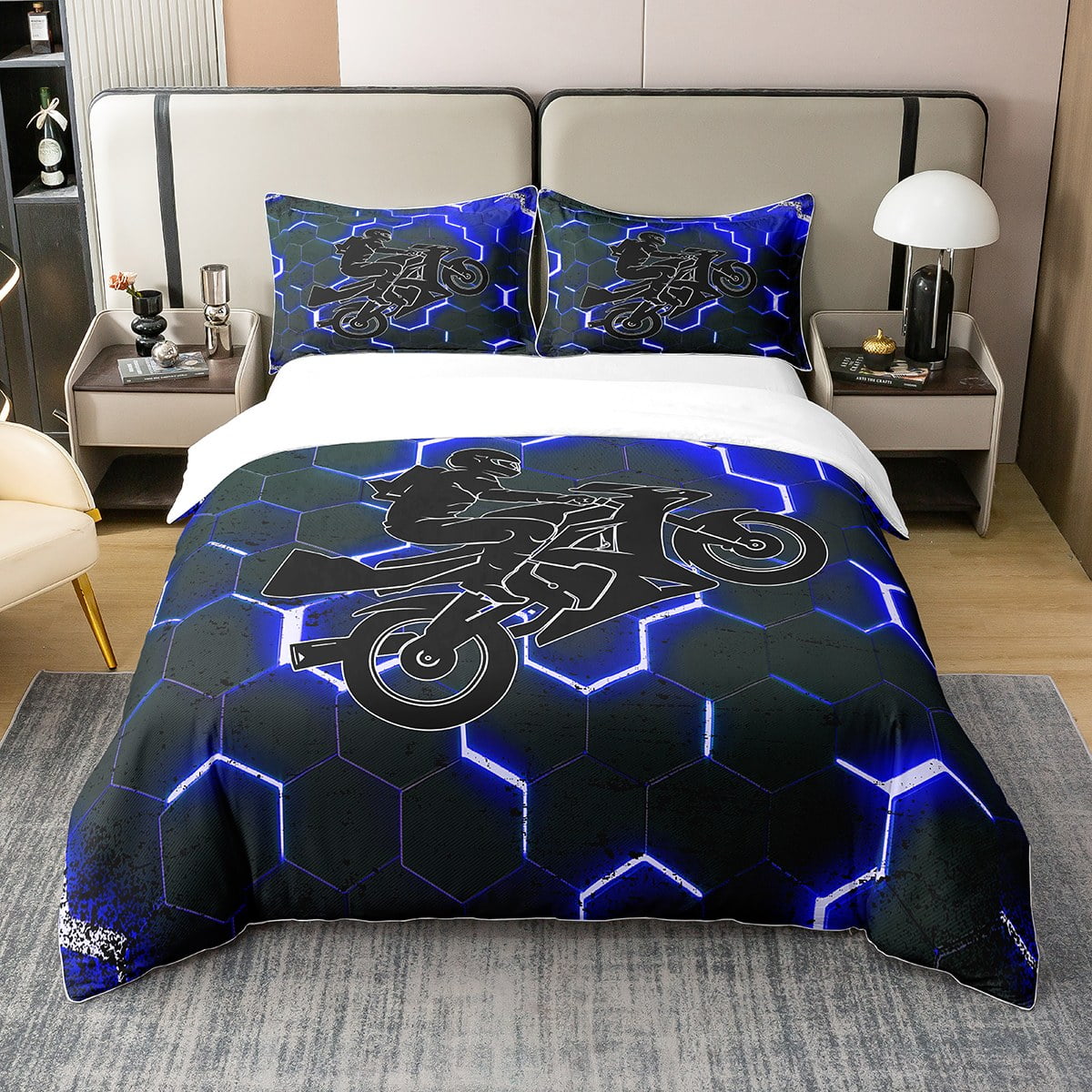 Motocross Pattern Print Duvet Cover Bedding Set main image 1