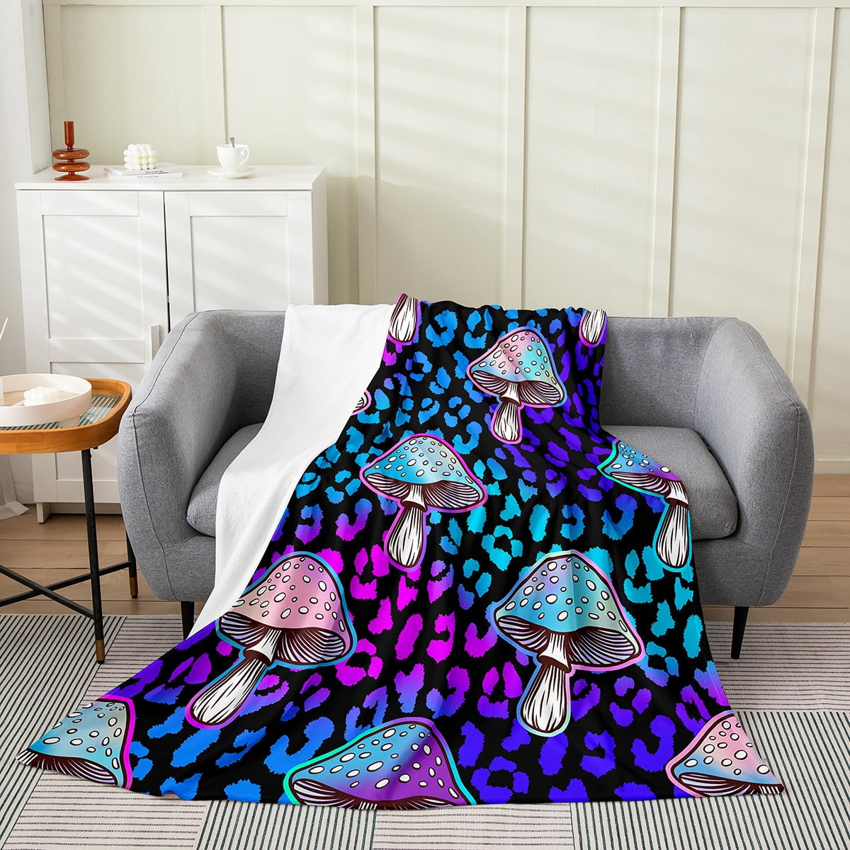 YST Mushroom Blanket Leopard Print Blanket Baby 30x40 Gradient Rainbow