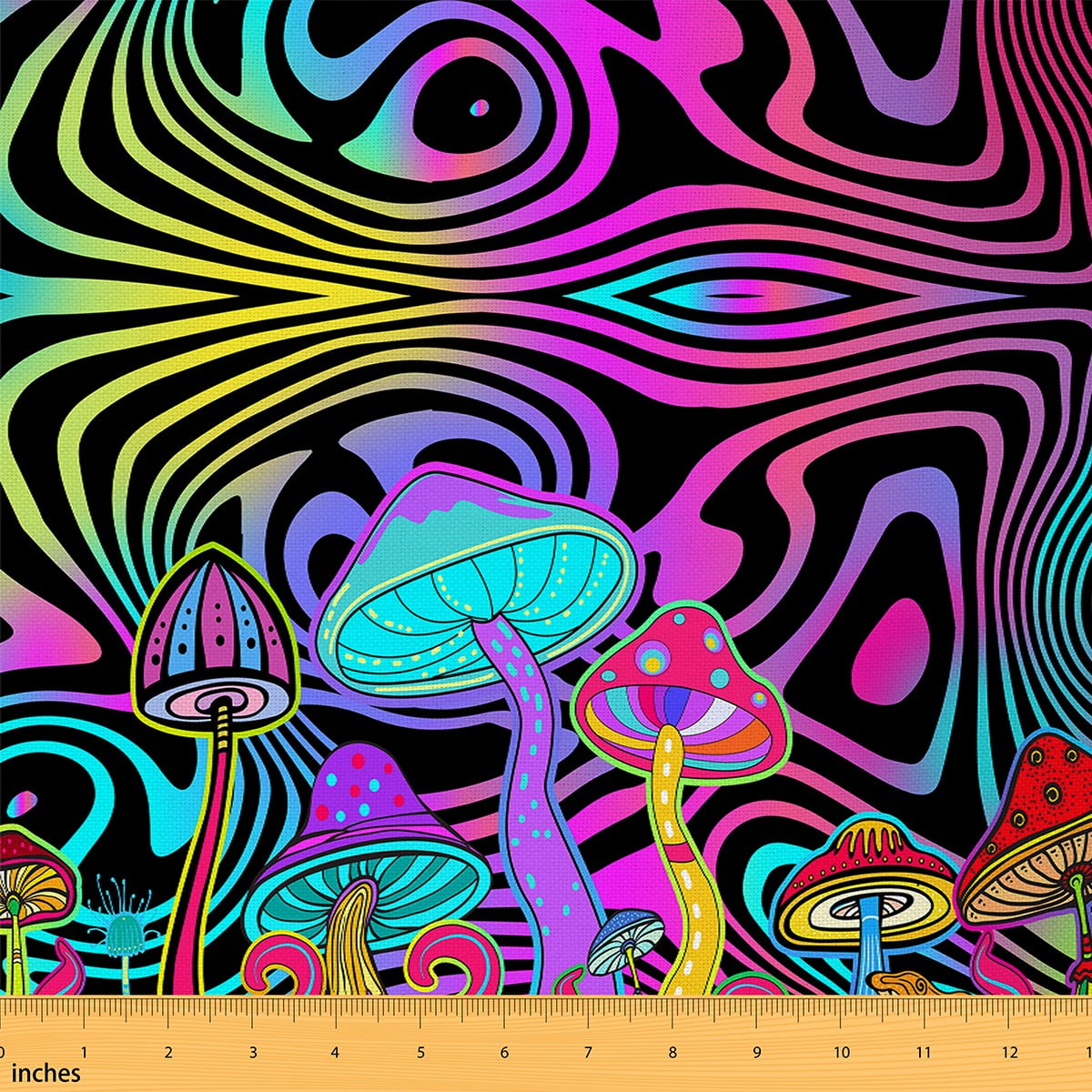 YST Mushroom Fabric by the Yard,Bohemian Mushroom Upholstery Fabric for