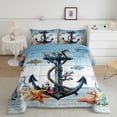 thumbnail image 1 of Nautical Anchor Comforter Set Queen Ocean Themed Bedding Set, Starfish Jellyfish Down Comforter Sea Fish Animal Bed Set, Aesthetic Colorful Coral Quilted Duvet Room Decoration, 1 of 5