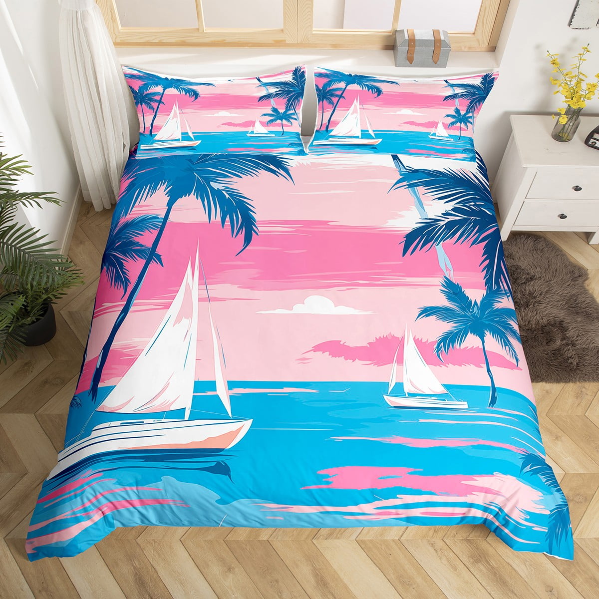 Erosebridal Nautical Sail Boat Bedding Sets Full Tropical Palm Tree Bed