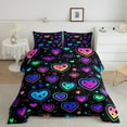 thumbnail image 1 of Neon Hearts Bedding Twin Rainbow Love Heart Comforter Set , Psychedelic Galaxy Bedding Comforter Sets Gradient Glowing Stars Duvet Insert, Black Girly Down Comforter Lightweight, 1 of 5