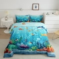thumbnail image 1 of Erosebridal Ocean Comforter Set Twin Size, Gold Fish Shark Bedding Set, Underwater World Quilt Coastal Sea Animals Bedding Comforter Sets Luxury Bedroom Decor, Blue, 1 of 6