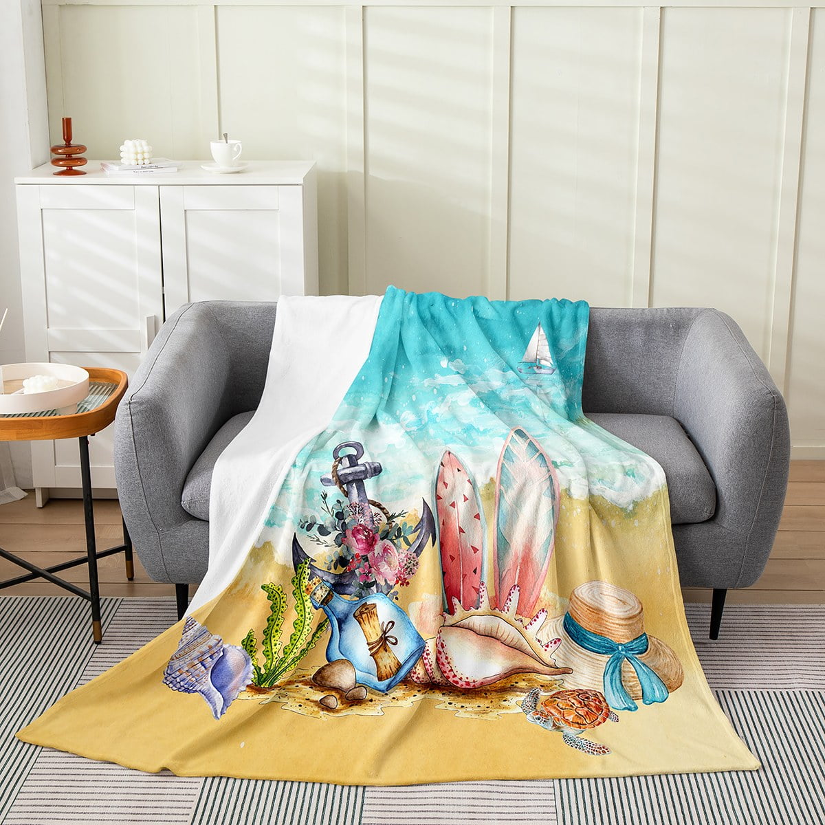YST Ocean Theme Throw Blanket for Boys Girls,Anchor Rudder Themed