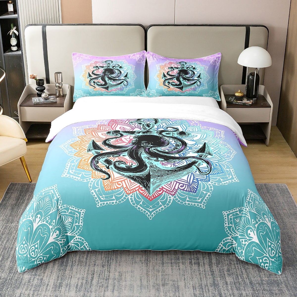 Festive Octopus 3-Piece Quilted Bedding Set GFTOMA7794