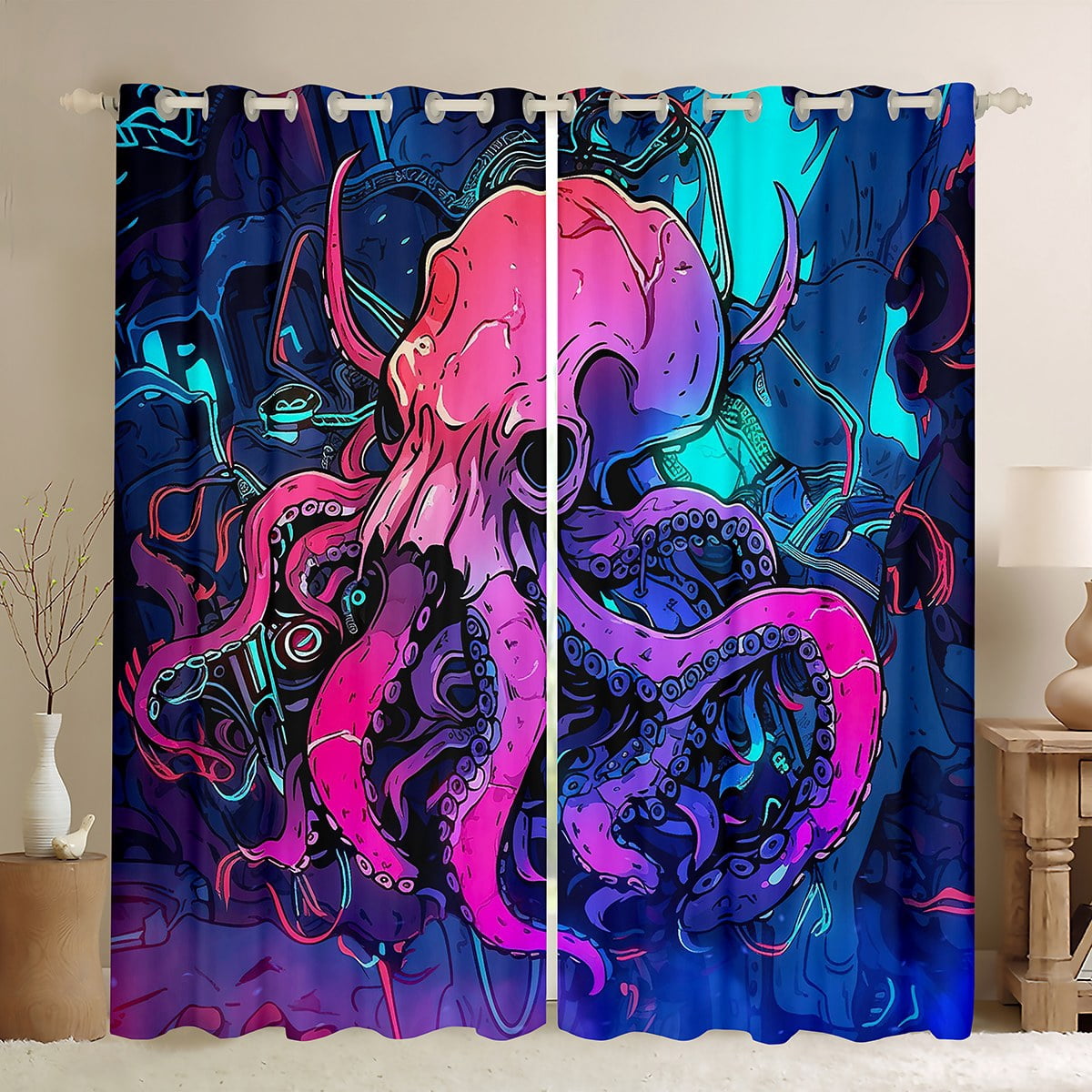 Erosebridal Octopus Curtains & Drapes Cartoon Ocean Animal Curtains ...