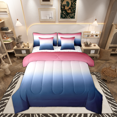 thumbnail image 1 of Erosebridal Ombre 7 Piece Bed in a Bag Blue White Pink Gradient Comforter Set Teens Watercolor Colorful Farmhouse Duvet Cover Full Size Modern Abstract Art Rainbow Flat Sheet, 1 of 5