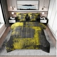 thumbnail image 1 of Ombre Abstract Full Comforter Set 7 Piece Yellow Black Dark Grey Bed In A Bag Pillow Covers Grunge Hippie Graffiti Bedding Set Oil Painting Artwork Bed Set Reversible Black, 1 of 5
