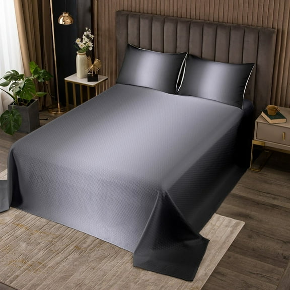 Ombre Black and Greyish Coverlet Set Teen Youth Gradient Colorful Bedspread Set Aesthetic Room Decor, Modern Abstract Art Quilt Set Grey Watercolor Abstract Bed Set King 3Pcs