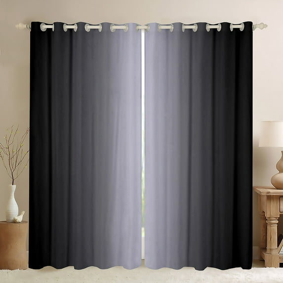 Ombre Black and Greyish Curtains Teen Youth Gradient Colorful 30%-50% Blackout Curtains Aesthetic Room Decor, Modern Abstract Art Curtains & Drapes 42Wx90L, 2 Panels