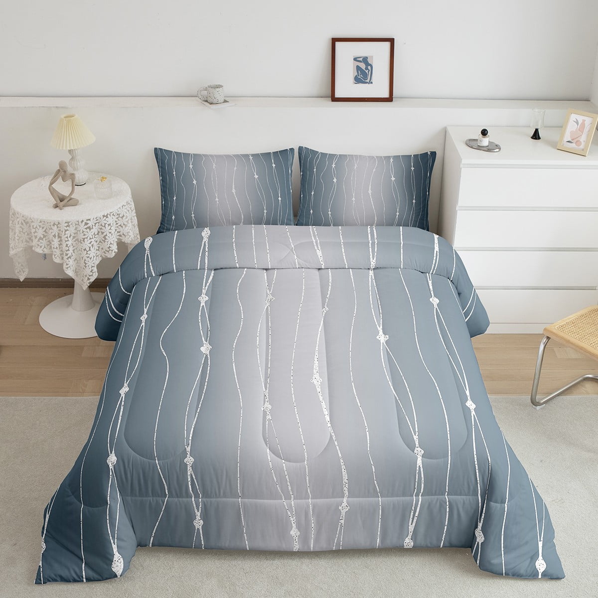 Full Size Duvet Set Abstract Geometric Bedding Set - Black White Gray Full  Size Kids Comforter Black White Gray Room Decor, image size:1200x1200