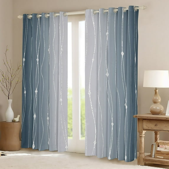 Ombre Grey 30%-50% Blackout Curtains Aesthetic Geometric Curtains, Dots and Wave Stripe Curtains & Drapes Watercolor Gradient Window Curtains, Abstract Lines Living Room Curtains
