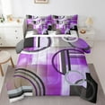 thumbnail image 1 of YST Ombre Purple Grey Bed in a Bag Queen Size,Oil Painting Circles Comforter Set Bedroom Decor,Modern Geometric Stripes Lines Down Comforter,Abstract Grunge Artwork Fitted Sheet 7 Pcs, 1 of 5