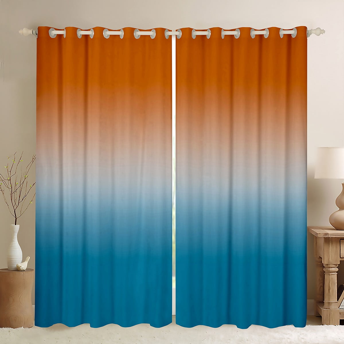 Orange and Blue Curtains for Bedroom,Rainbow Ombre 30%-50% Blackout ...