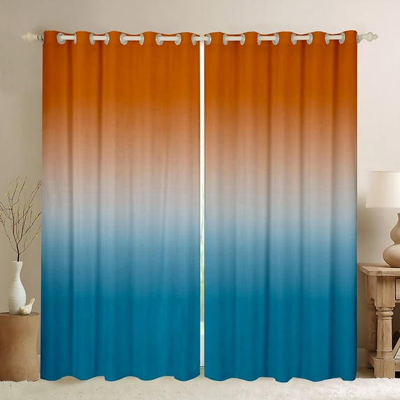 Orange and Blue Curtains for Bedroom,Rainbow Ombre 30%-50% Blackout Curtains Aesthetic Living Room Decor,Gradient Colorful Curtains & Drapes Abstract Window Curtain 2 Panels 52"Wx84"L