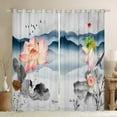 thumbnail image 1 of Erosebridal Oriental Style Curtains Pink Lotus Flower Curtains & Drapes Women Watercolor Painting Blackout Curtains Mountain Silhouette Living Room Curtains Botanical Floral Window Treatments, 1 of 6