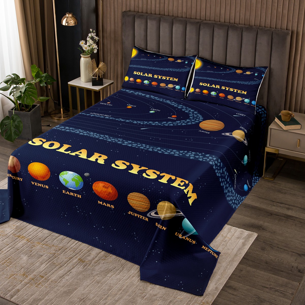Erosebridal Outer Space King Size Quilt Set Solar System Bedspread ...