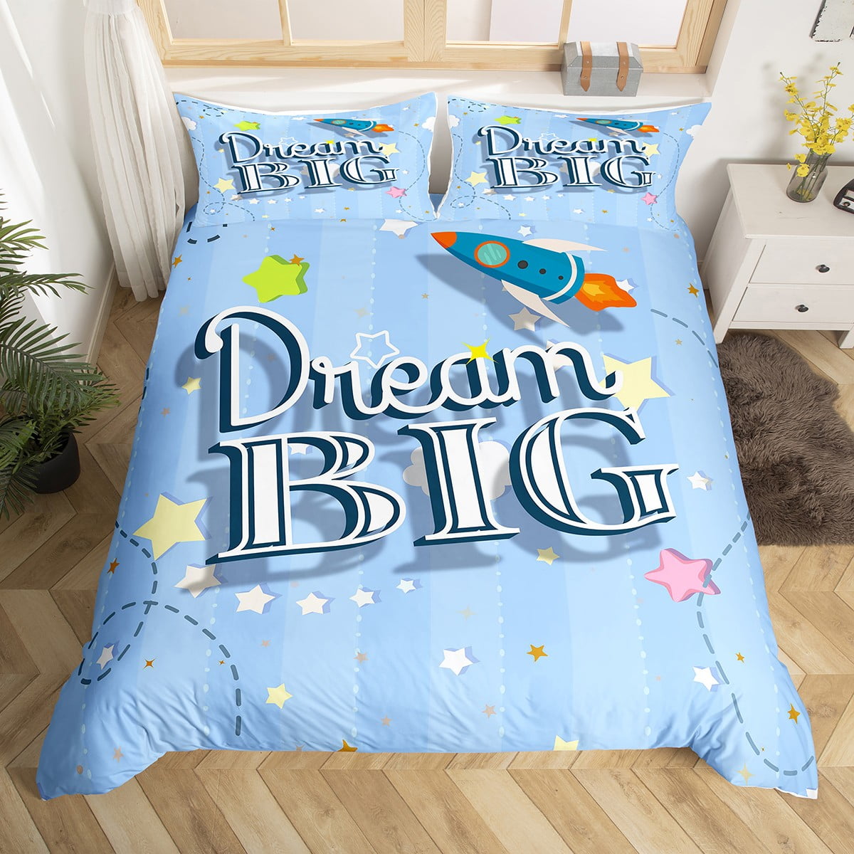 YST Outer Space Twin Bedding Set for Boys Girls Cute Cartoon Space